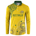 Custom Australia National Football Button Sweatshirt Socceroos-Aboriginal Dot Art Heritage Graphic