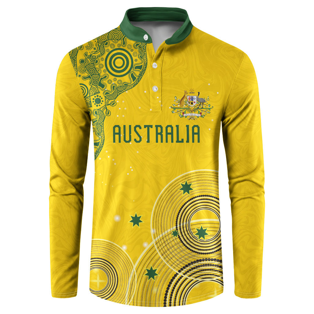 Custom Australia National Football Button Sweatshirt Socceroos-Aboriginal Dot Art Heritage Graphic
