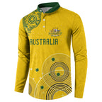 Custom Australia National Football Button Sweatshirt Socceroos-Aboriginal Dot Art Heritage Graphic