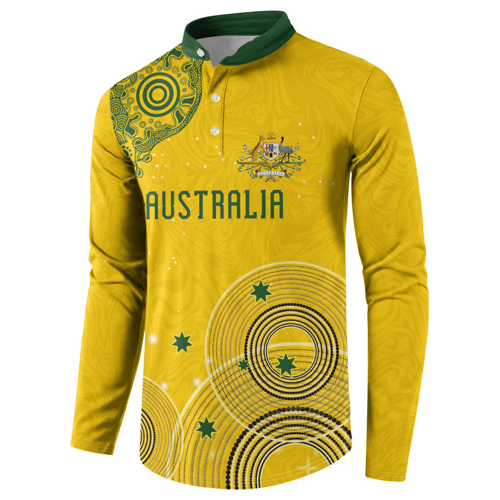 Custom Australia National Football Button Sweatshirt Socceroos-Aboriginal Dot Art Heritage Graphic