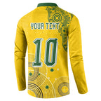 Custom Australia National Football Button Sweatshirt Socceroos-Aboriginal Dot Art Heritage Graphic