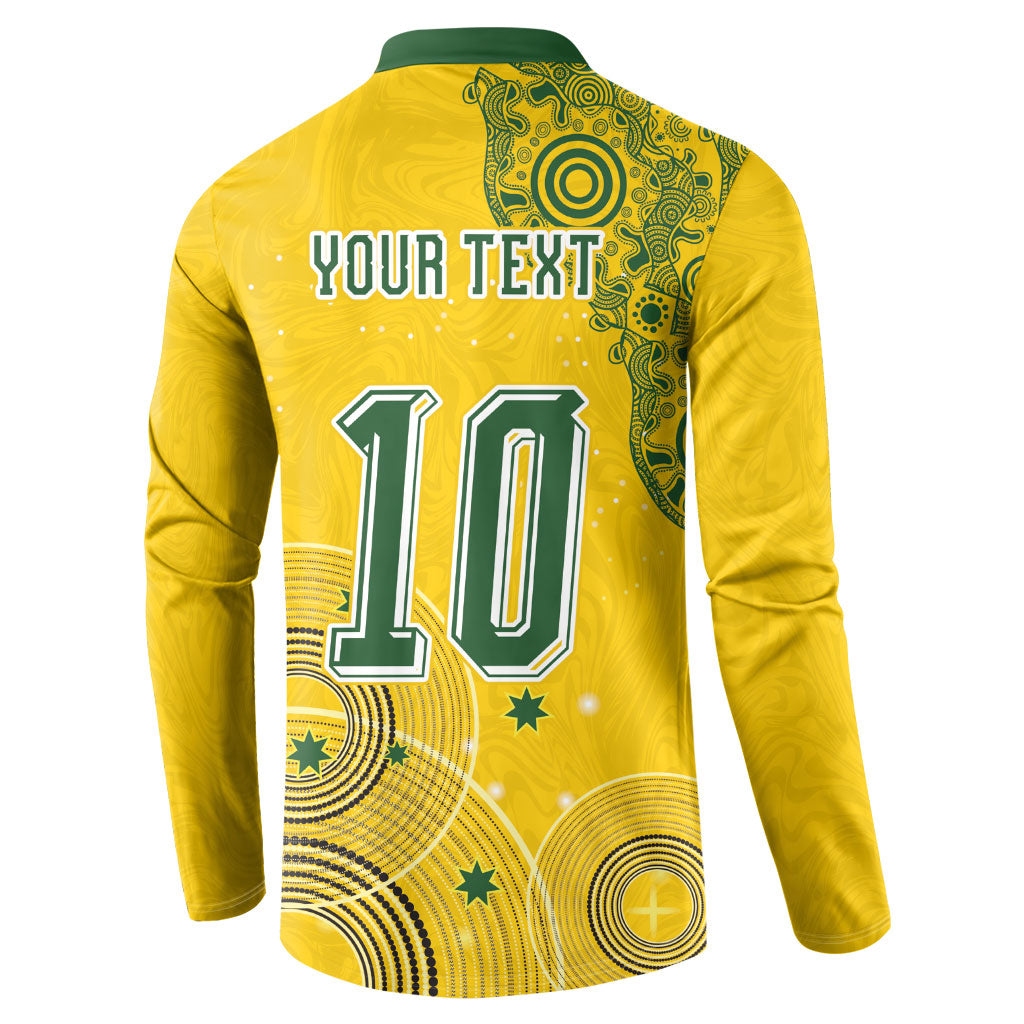 Custom Australia National Football Button Sweatshirt Socceroos-Aboriginal Dot Art Heritage Graphic