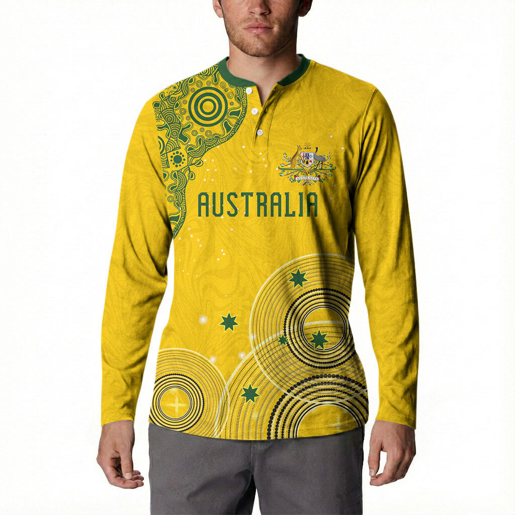 Custom Australia National Football Button Sweatshirt Socceroos-Aboriginal Dot Art Heritage Graphic
