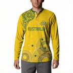 Custom Australia National Football Button Sweatshirt Socceroos-Aboriginal Dot Art Heritage Graphic