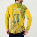 Custom Australia National Football Button Sweatshirt Socceroos-Aboriginal Dot Art Heritage Graphic