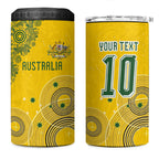 Custom Australia National Football 4 in 1 Can Cooler Tumbler Socceroos-Aboriginal Dot Art Heritage Graphic