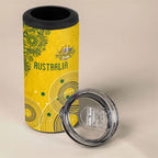 Custom Australia National Football 4 in 1 Can Cooler Tumbler Socceroos-Aboriginal Dot Art Heritage Graphic