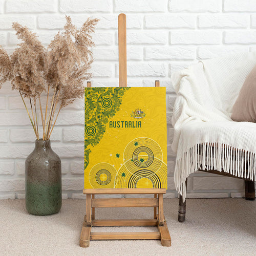 Australia National Football Canvas Wall Art Socceroos-Aboriginal Dot Art Heritage Graphic