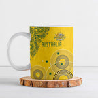 Custom Australia National Football Ceramic Mug Socceroos-Aboriginal Dot Art Heritage Graphic