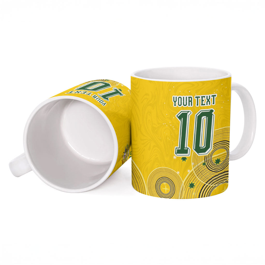 Custom Australia National Football Ceramic Mug Socceroos-Aboriginal Dot Art Heritage Graphic