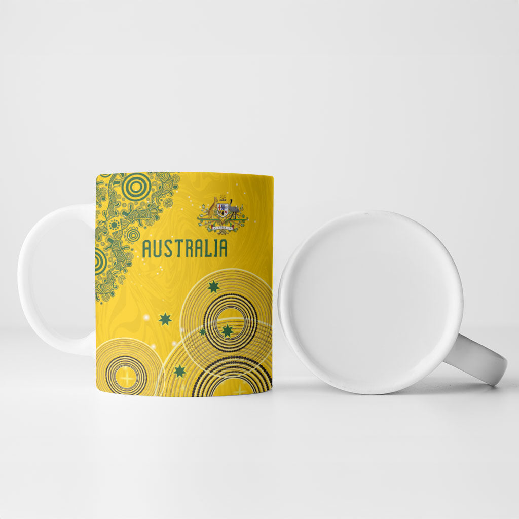 Custom Australia National Football Ceramic Mug Socceroos-Aboriginal Dot Art Heritage Graphic