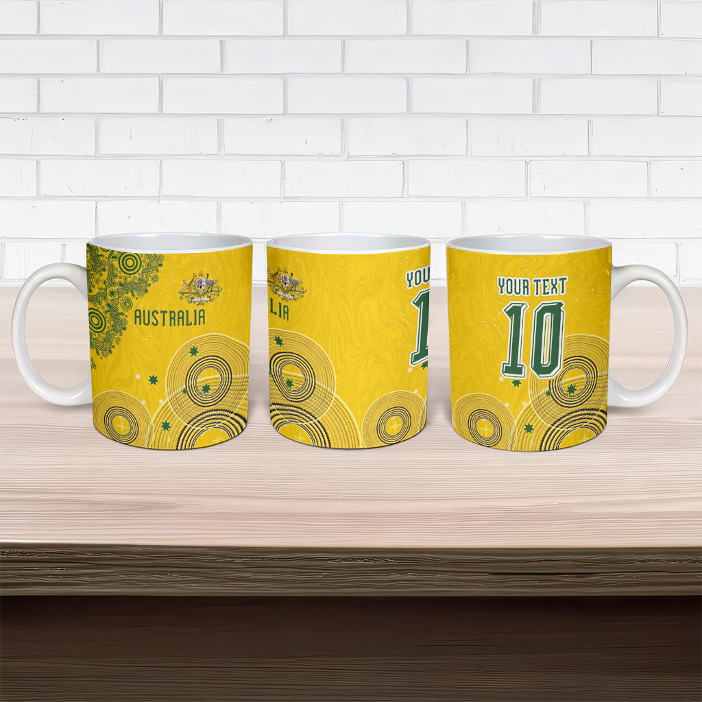 Custom Australia National Football Ceramic Mug Socceroos-Aboriginal Dot Art Heritage Graphic