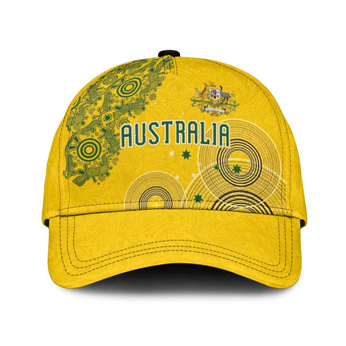 Australia National Football Classic Cap Socceroos-Aboriginal Dot Art Heritage Graphic