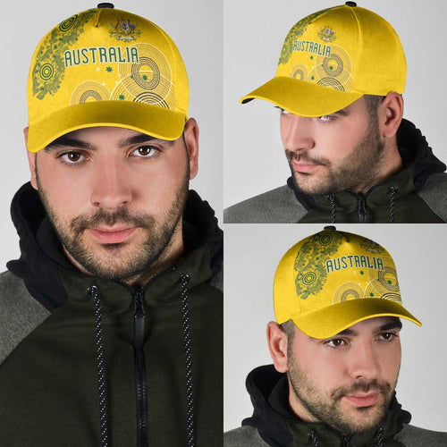 Australia National Football Classic Cap Socceroos-Aboriginal Dot Art Heritage Graphic