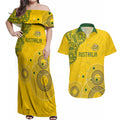 Custom Australia National Football Couples Matching Off Shoulder Maxi Dress and Hawaiian Shirt Socceroos-Aboriginal Dot Art Heritage Graphic