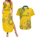 Custom Australia National Football Couples Matching Summer Maxi Dress and Hawaiian Shirt Socceroos-Aboriginal Dot Art Heritage Graphic