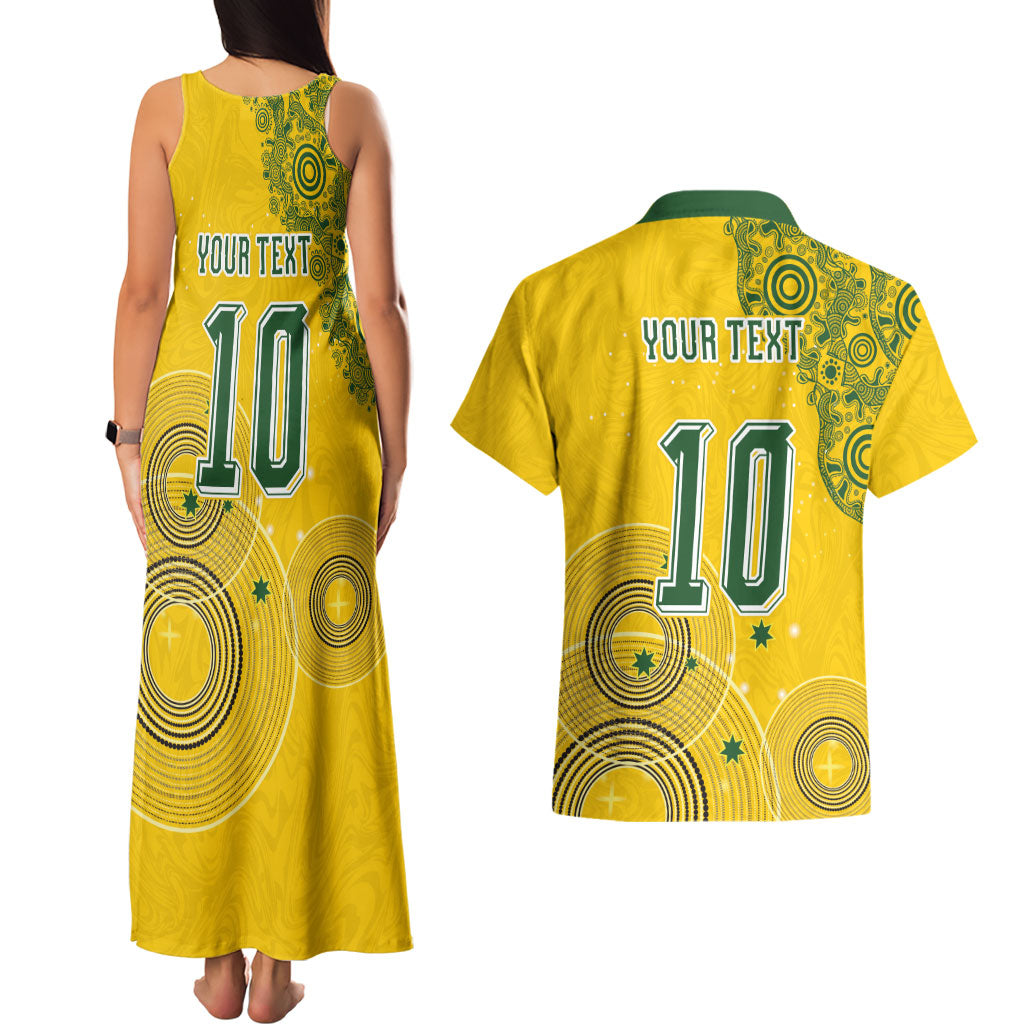 Custom Australia National Football Couples Matching Tank Maxi Dress and Hawaiian Shirt Socceroos-Aboriginal Dot Art Heritage Graphic