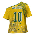 Custom Australia National Football Cross Shoulder Shirt Socceroos-Aboriginal Dot Art Heritage Graphic