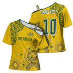 Custom Australia National Football Cross Shoulder Shirt Socceroos-Aboriginal Dot Art Heritage Graphic