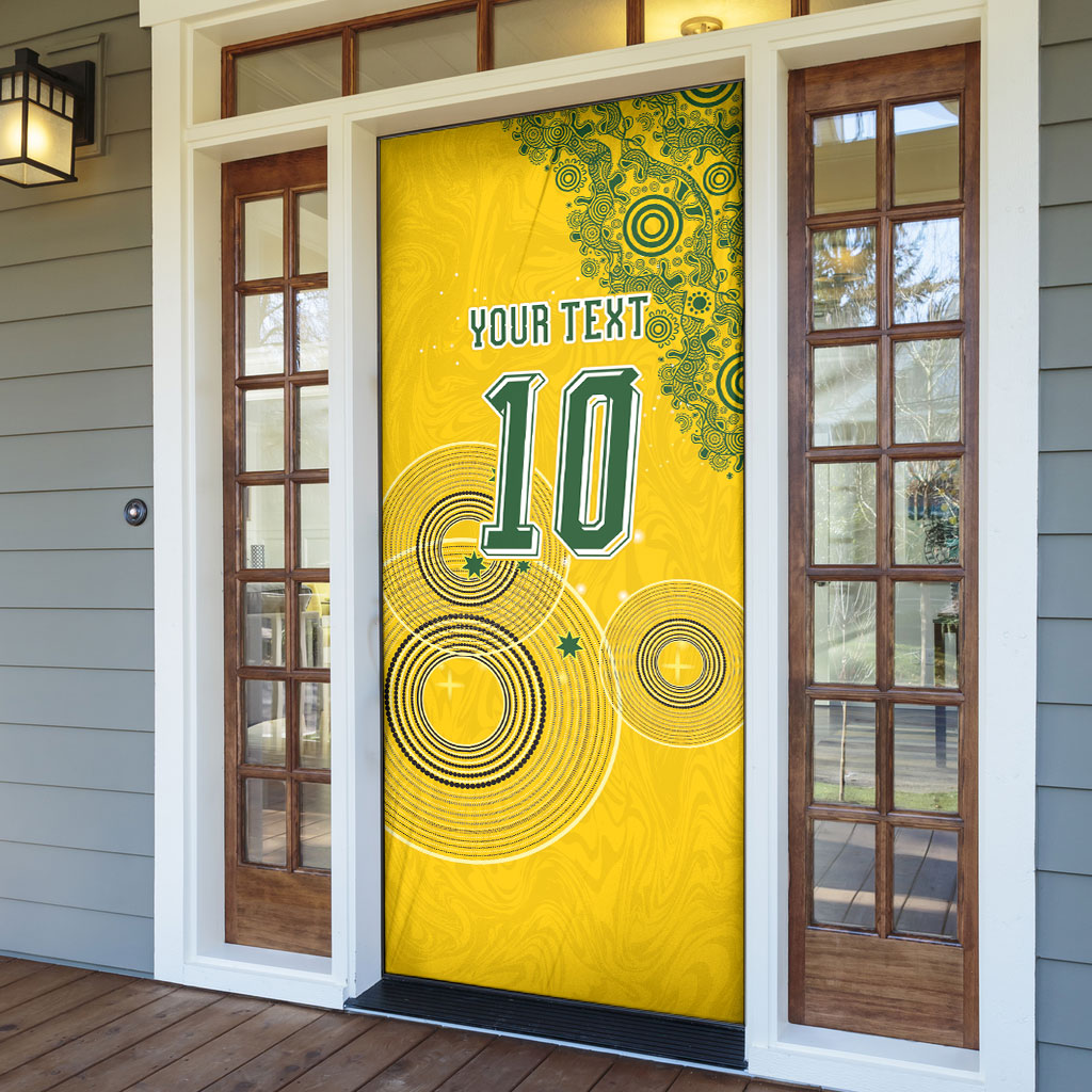 Custom Australia National Football Door Cover Socceroos-Aboriginal Dot Art Heritage Graphic
