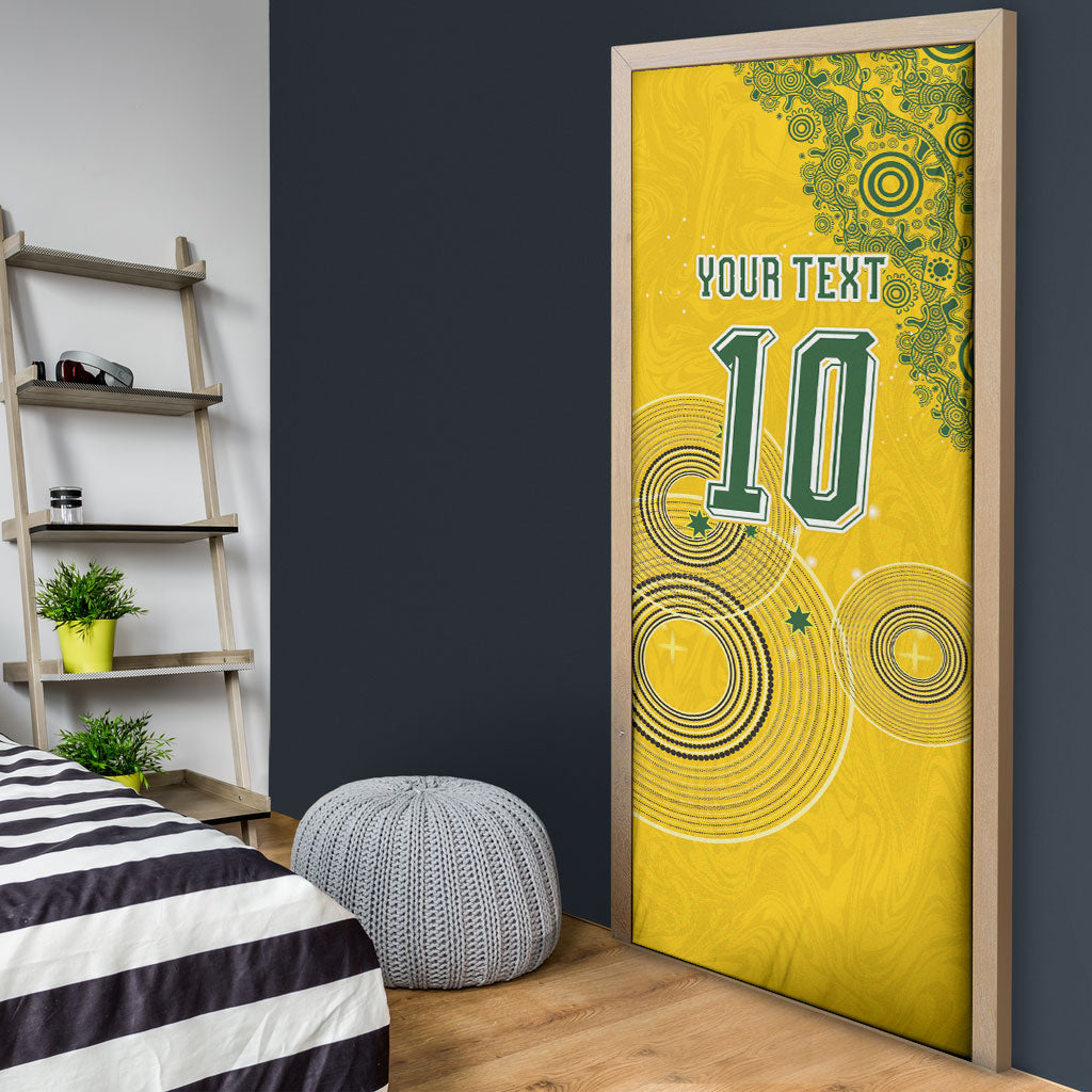 Custom Australia National Football Door Cover Socceroos-Aboriginal Dot Art Heritage Graphic