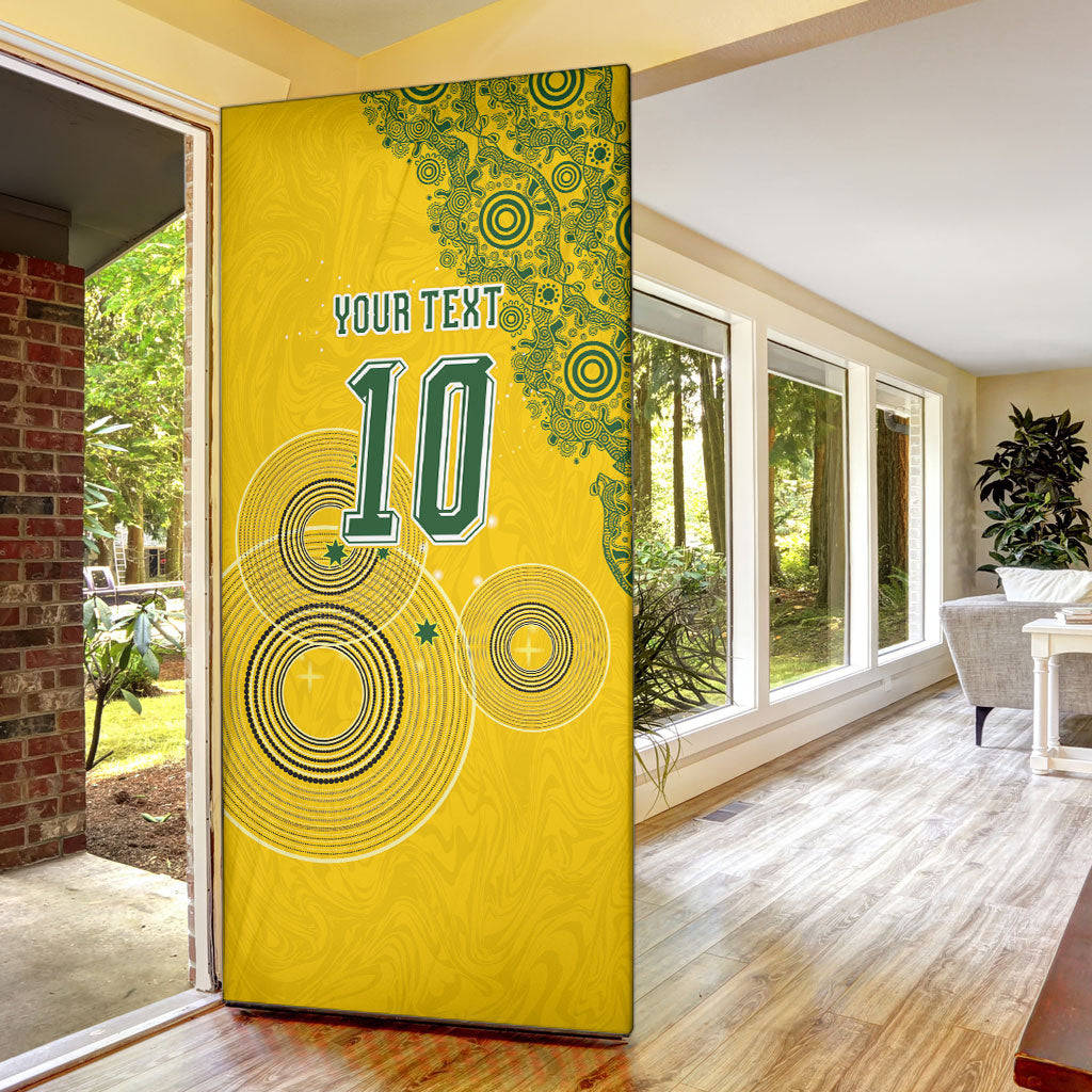 Custom Australia National Football Door Cover Socceroos-Aboriginal Dot Art Heritage Graphic