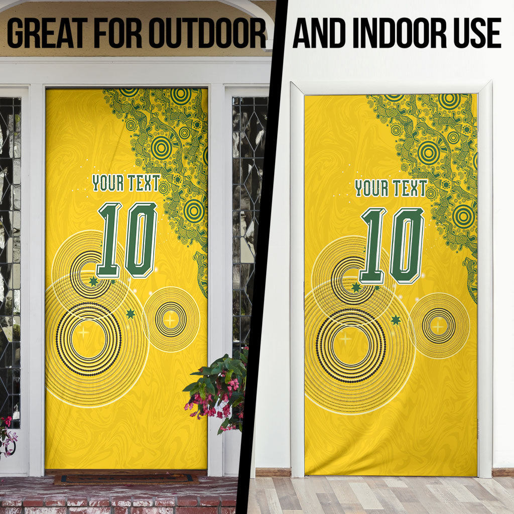 Custom Australia National Football Door Cover Socceroos-Aboriginal Dot Art Heritage Graphic