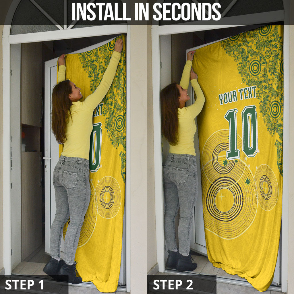 Custom Australia National Football Door Cover Socceroos-Aboriginal Dot Art Heritage Graphic