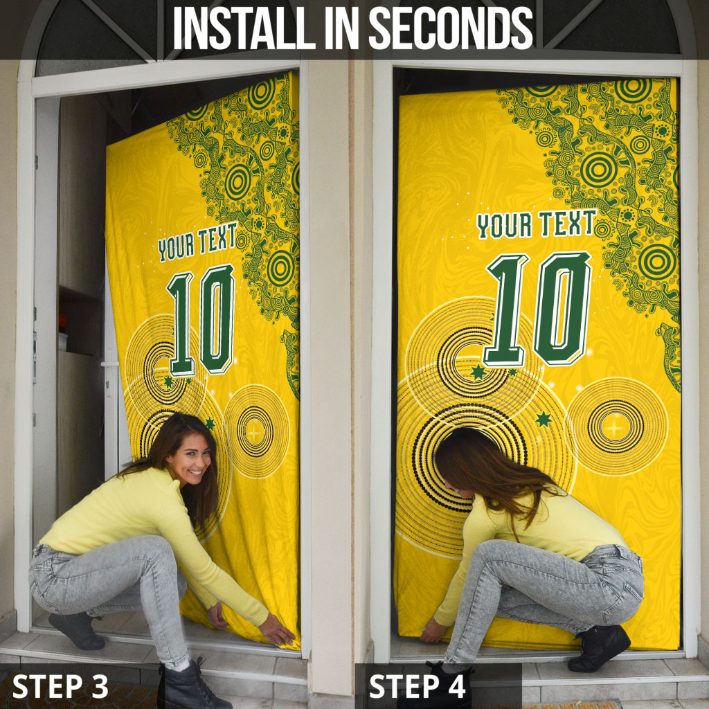 Custom Australia National Football Door Cover Socceroos-Aboriginal Dot Art Heritage Graphic
