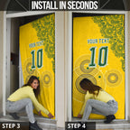 Custom Australia National Football Door Cover Socceroos-Aboriginal Dot Art Heritage Graphic