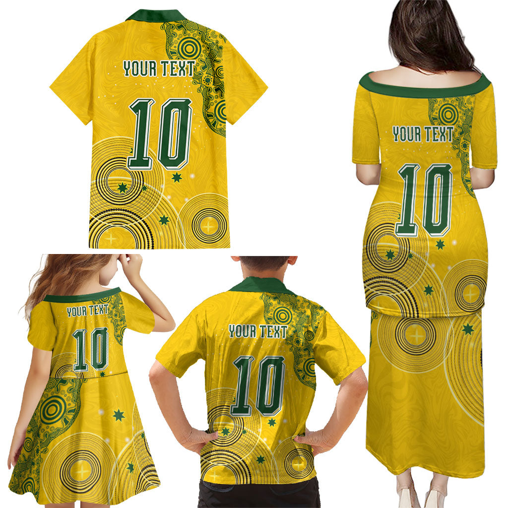 Custom Australia National Football Family Matching Puletasi and Hawaiian Shirt Socceroos-Aboriginal Dot Art Heritage Graphic