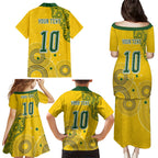 Custom Australia National Football Family Matching Puletasi and Hawaiian Shirt Socceroos-Aboriginal Dot Art Heritage Graphic