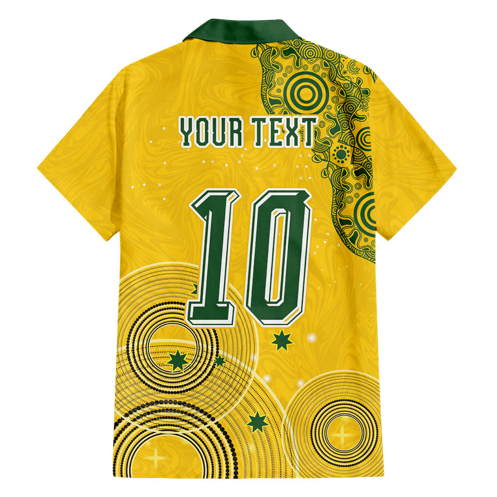 Custom Australia National Football Family Matching Short Sleeve Bodycon Dress and Hawaiian Shirt Socceroos-Aboriginal Dot Art Heritage Graphic