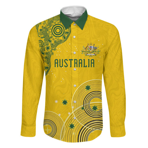 Custom Australia National Football Family Matching Short Sleeve Bodycon Dress and Hawaiian Shirt Socceroos-Aboriginal Dot Art Heritage Graphic