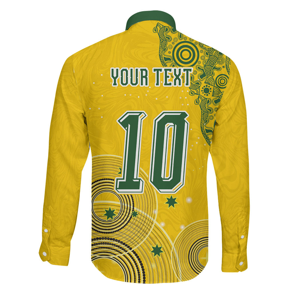 Custom Australia National Football Family Matching Short Sleeve Bodycon Dress and Hawaiian Shirt Socceroos-Aboriginal Dot Art Heritage Graphic