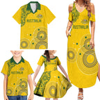 Custom Australia National Football Family Matching Summer Maxi Dress and Hawaiian Shirt Socceroos-Aboriginal Dot Art Heritage Graphic