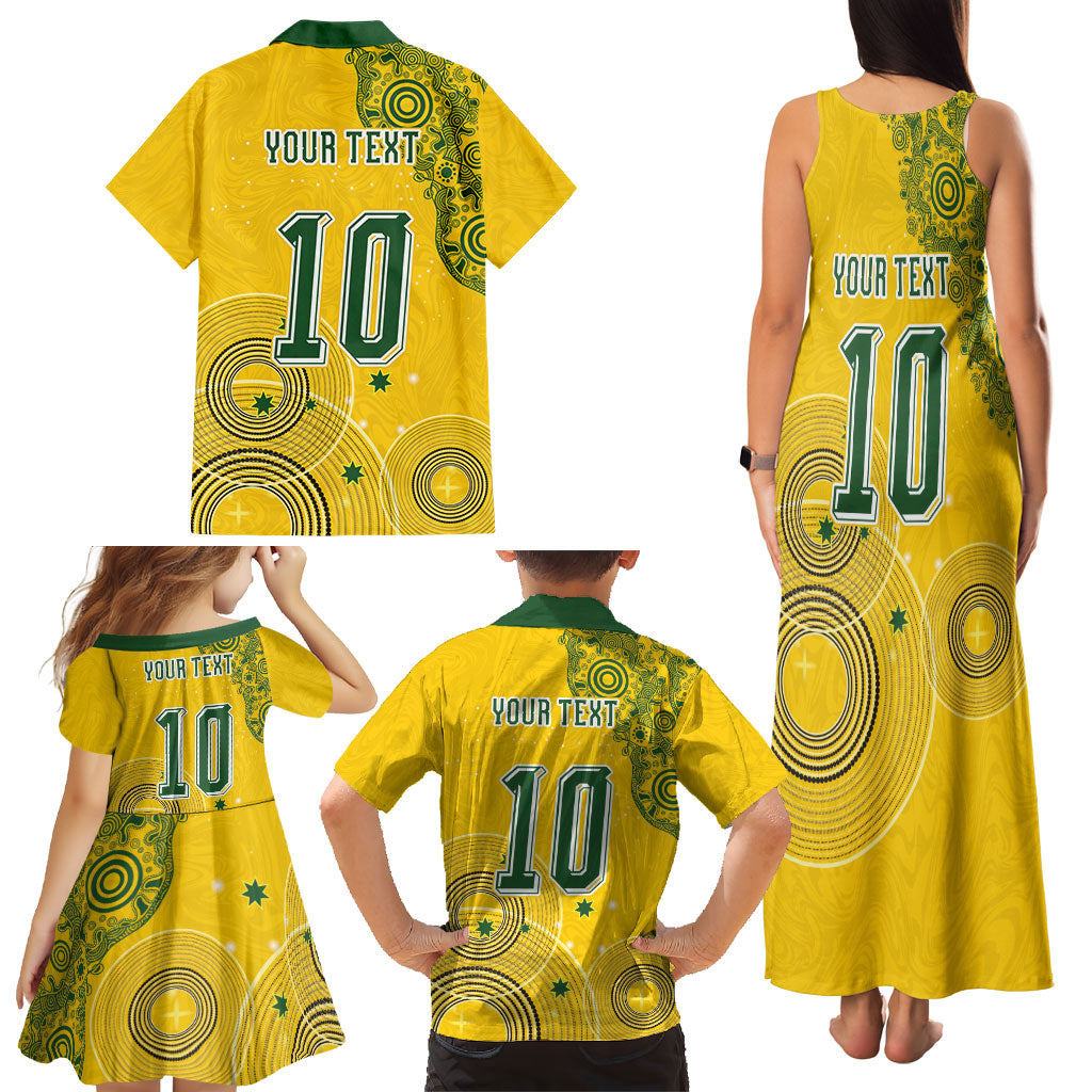 Custom Australia National Football Family Matching Tank Maxi Dress and Hawaiian Shirt Socceroos-Aboriginal Dot Art Heritage Graphic