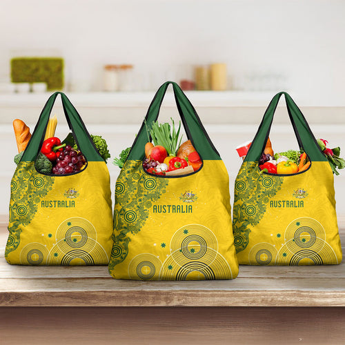 Australia National Football Grocery Bag Socceroos-Aboriginal Dot Art Heritage Graphic