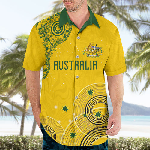 Custom Australia National Football Hawaiian Shirt Socceroos-Aboriginal Dot Art Heritage Graphic