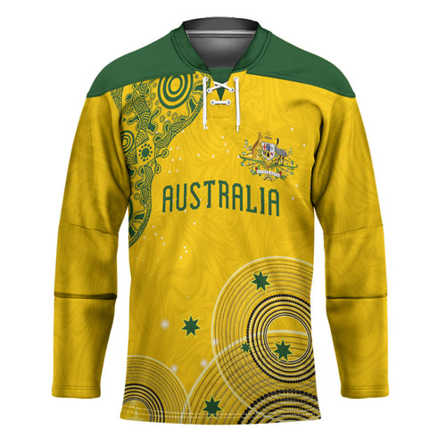 Custom Australia National Football Hockey Jersey Socceroos-Aboriginal Dot Art Heritage Graphic