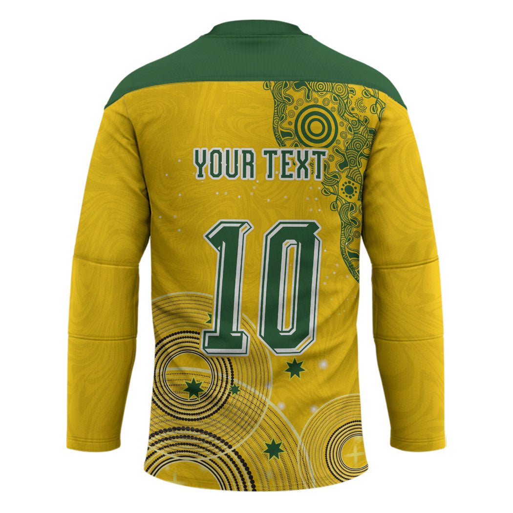 Custom Australia National Football Hockey Jersey Socceroos-Aboriginal Dot Art Heritage Graphic