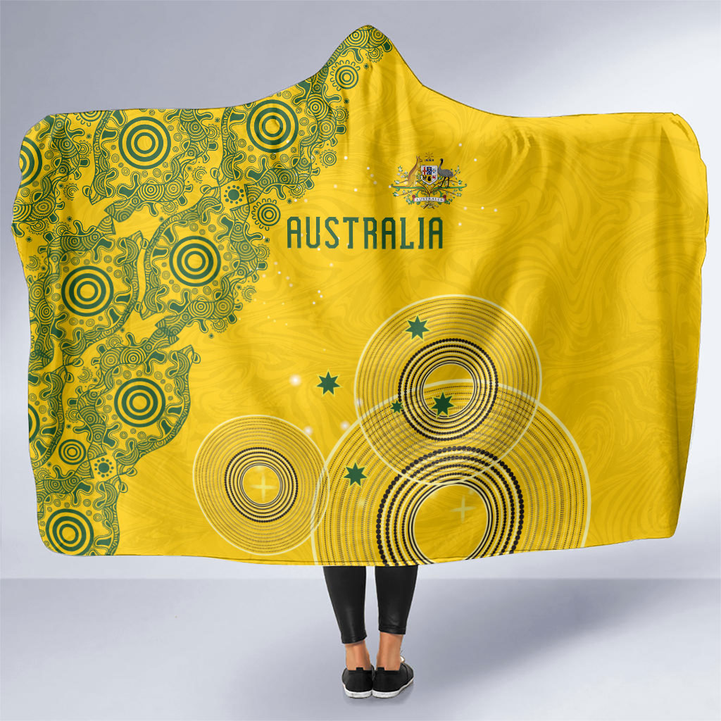 Australia National Football Hooded Blanket Socceroos-Aboriginal Dot Art Heritage Graphic