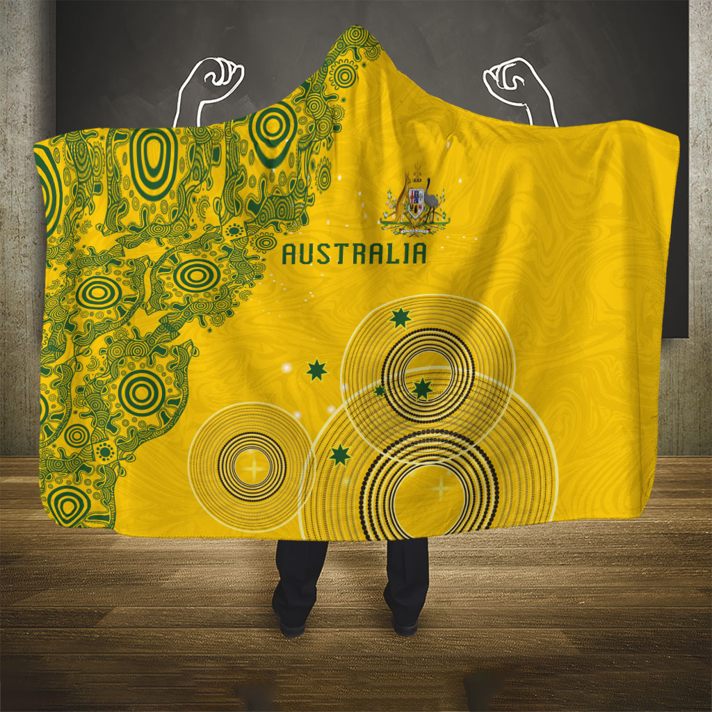 Australia National Football Hooded Blanket Socceroos-Aboriginal Dot Art Heritage Graphic