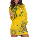 Custom Australia National Football Hoodie Dress Socceroos-Aboriginal Dot Art Heritage Graphic
