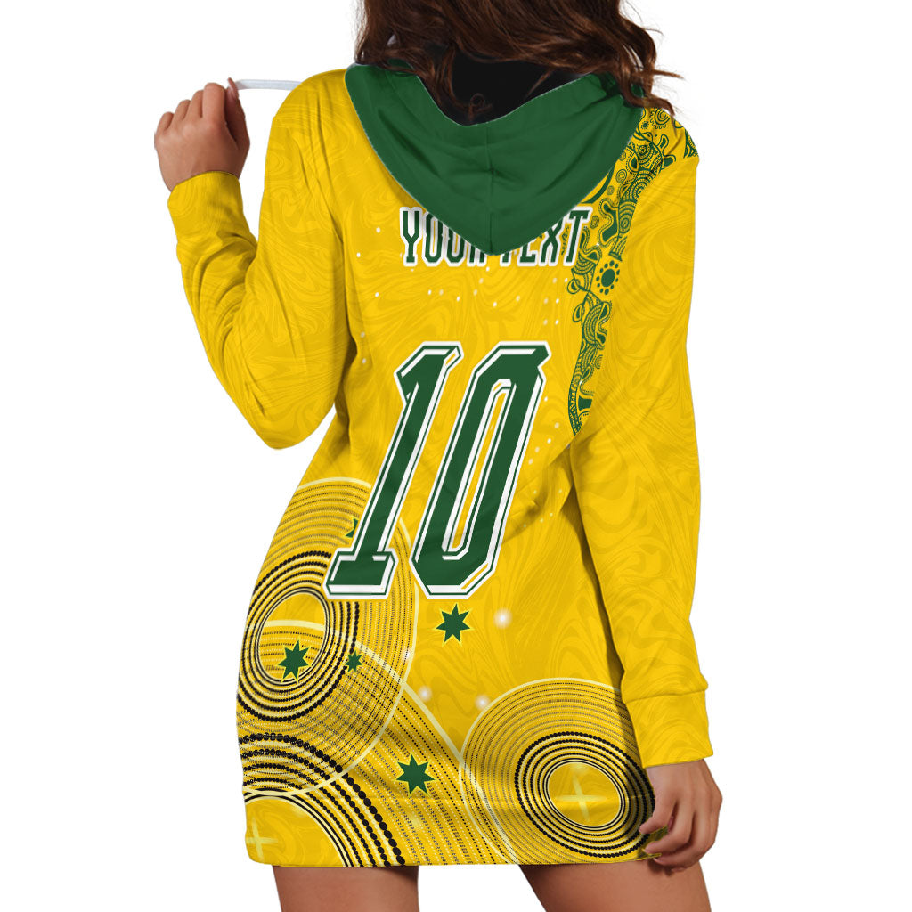 Custom Australia National Football Hoodie Dress Socceroos-Aboriginal Dot Art Heritage Graphic