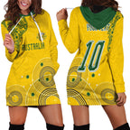 Custom Australia National Football Hoodie Dress Socceroos-Aboriginal Dot Art Heritage Graphic