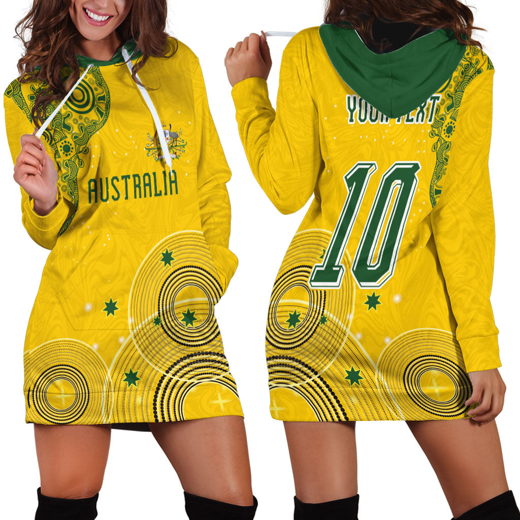 Custom Australia National Football Hoodie Dress Socceroos-Aboriginal Dot Art Heritage Graphic
