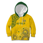 Custom Australia National Football Kid Hoodie Socceroos-Aboriginal Dot Art Heritage Graphic