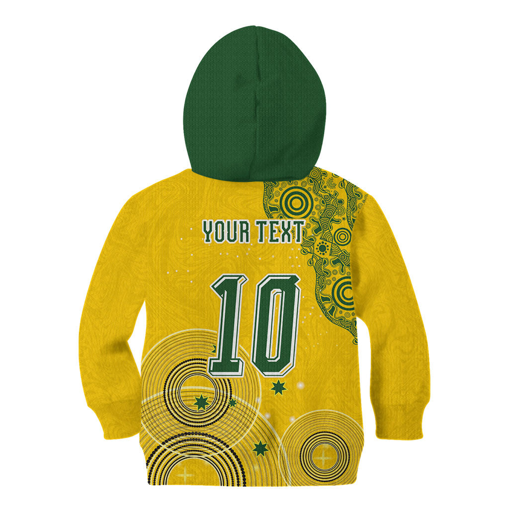 Custom Australia National Football Kid Hoodie Socceroos-Aboriginal Dot Art Heritage Graphic