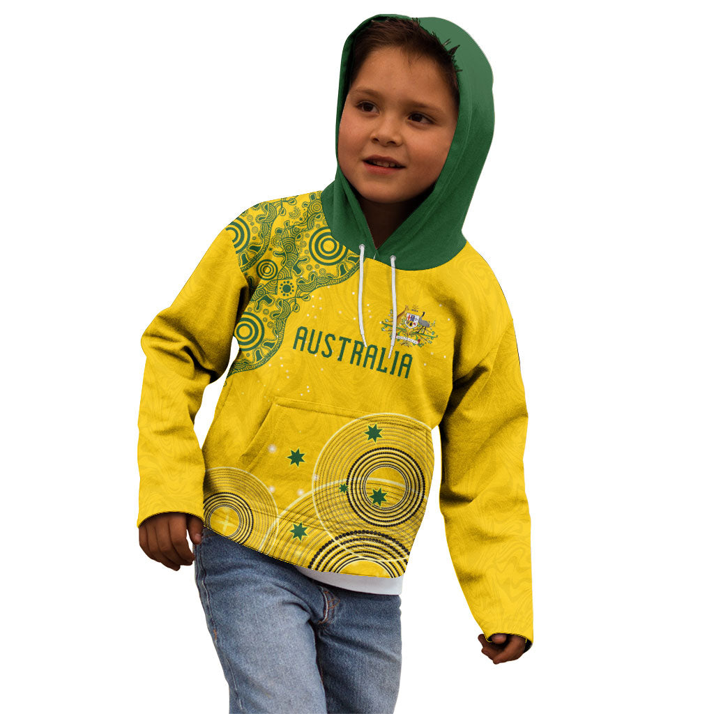 Custom Australia National Football Kid Hoodie Socceroos-Aboriginal Dot Art Heritage Graphic